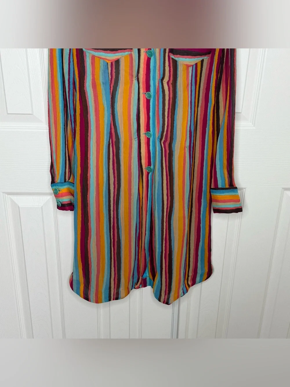 SONIA RYKIEL Paris Stripe Shirt Long Sleeves Dress Size 40